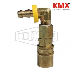 DQC CM-Series Industrial Mold Interchange Valved Coupler 90° Push-Loc Barb 3CM9B3-B