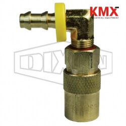 DQC CM-Series Industrial Mold Interchange Unvalved Coupler 90° Push-Loc Barb 4CM9B6-B-E