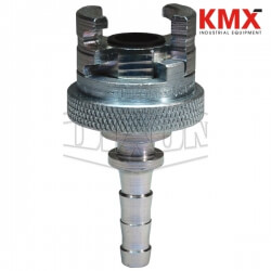 Dual-Lock P-Series Thor Interchange Hose Barb Coupler with Knurled Flanged Sleeve 4PS3-FS
