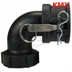 Polypropylene Cam & Groove Type D 90° Elbow Coupler x Female NPT 90PPD150